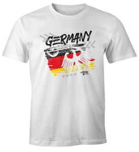 Herren WM-Shirt WM Fußball Weltmeisterschaft Deutschland Adler Slim Fit tailliert Moonworks® weiß M