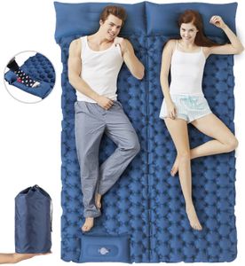 Isomatte Camping Aufblasbar, Luftmatratze, 2 Personen 200x120 cm Größere Schlafmatte, mit Fußpresse und Kissen, Schlafmatte für Outdoor Wandern Backpacking