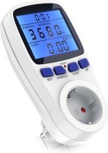 Bearware Licznik kosztów energii - Wyświetlacz z podświetleniem - Licznik zużycia energii elektrycznej - Wyświetlacz kosztów energii - Licznik energii elektrycznej - 3680W