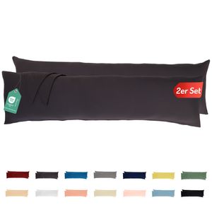 Jersey Kissenbezug 2er Set 40x145 cm 100% Baumwolle  Anthrazit