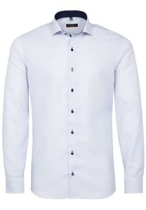 Eterna - Slim Fit - Bügelfreies Herren Langarm Hemd mit Haifisch-Kragen, Struktur (4671 F142), Größe:43, Farbe:Hellblau (11)