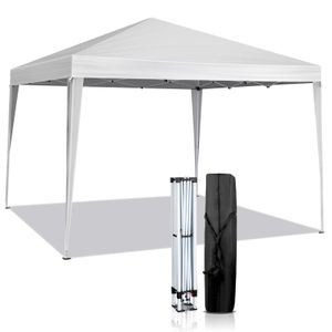 FCH 3x3m Pop Up Pavillion Gartenzelt Gartenpavillon Partyzelt UV-Schutz 50+ Wasserdicht, inkl .Tasche, Weiß