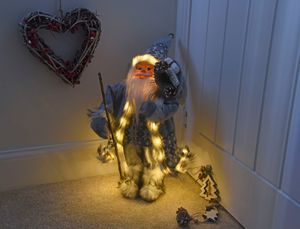 Weihnachtsmann beleuchtet rot oder grau LED Deko Figur innen 4 Stunden Timer, Weihnachtsmann Varianten:rot klein 091