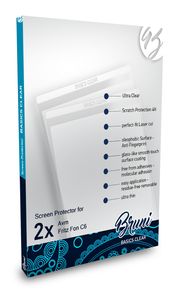 Bruni Basics-Clear 2x Schutzfolie kompatibel mit Avm Fritz Fon C6 Folie
