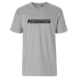 Huuraa Herren T-Shirt Feuerwehr langes F Bio Baumwolle Fairtrade Oberteil Größe S Sport Grey mit Motiv für Lebensretter