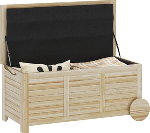 Outsunny Auflagenbox 185 L Stauraum Wasserdicht Gartenbox mit Rollen Holz wetterfest UV-beständig Kissenbox Aufbewahrungsbox Naturholz