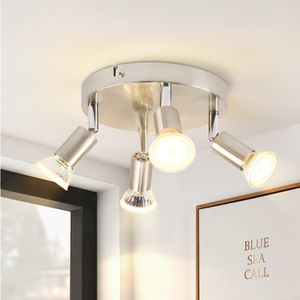 ZMH reflektor sufitowy LED 4 płomienie lampa sufitowa nowoczesny GU10 okrągły reflektor sufitowy obrotowy 350° obrotowy reflektor ścienny stal nierdzewna salon sypialnia