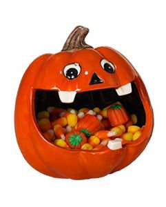 Süßigkeiten Schale Grinsender Halloween Kürbis aus Keramik