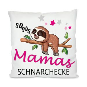 Mamas Schnarchecke Kuschelkissen |Geschenk| Fotokissen | Motivkissen | bedrucktes Kissen | Baumwolle | Kissen | Motivkissen [mit Kissenfüllung]
