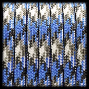 Paracord 550 Seil für Armband, Leine, Halsband, Nylon/Polyester-Seil 30 Meter, blau weiß