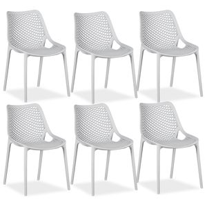 Homestyle4u 2437, Gartenstuhl Grau 6er Set stapelbar wetterfest Gartenmöbel Stühle aus Kunststoff modern