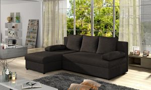 Designer Sofa Cali mit Stauraum und Schlaffunktion – Braun / Links