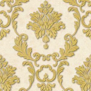 Barock Vliesvliestapete Profhome 324223-GU Vliesvliestapete leicht strukturiert mit Ornamenten matt creme gold 5,33 m2