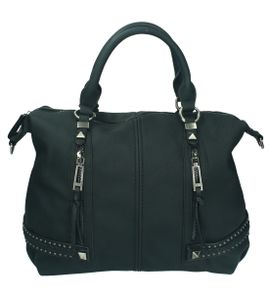 Damen Handtasche MILANO 3 Henkeltasche Umhängetasche mit Reißverschluss  Farbe: schwarz