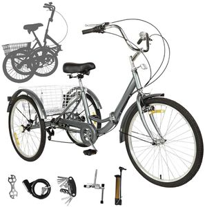 Zehnhase Dreirad Erwachsene 20 Zoll 7 Gang sicheres faltbares Fahrrad Cityräder mit Warenkorb grau inkl. Zubehör