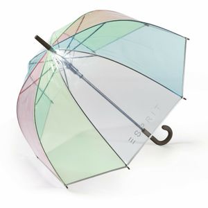Esprit Automatik Regenschirm Glockenschirm durchsichtig transparent rainbow(Schwarz)