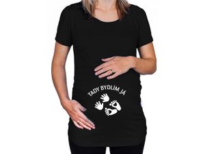 KupMa Černé těhotenské tričko s nápisem Tady bydlím já