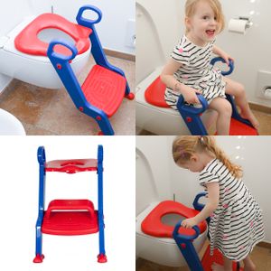Dr. Schandelmeier Toilettentrainer Kindertoilette mit Treppe Kind Baby WC Sitz mit Stufen Lerntöpfchen, Farbe:Blau-Rot