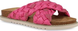 VAN HILL Damen Übergrößen Pantoletten Sandalen Bequeme Bast Freizeit Schuhe 841284, Farbe: Fuchsia, Größe: 43