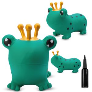 SUN BABY skákací zvířátka od 1 roku s pumpičkou nafukovací skákací hračka z vysoce kvalitní a odolné gumy zelená žába s korunkou