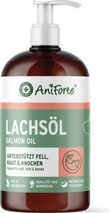 AniForte Lachsöl Hunde & Katzen 500ml – Natürlich & reich an Omega 3, in echter Lebensmittelqualität ohne Zusätze, frisch abgefüllt, Barf Ergänzung