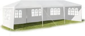 3x9 m Gartenpavillon mit Metallstruktur, Gartenzelt mit 5 abnehmbaren Seitenwänden, Partyzelt mit Fenstern, für Party Hochzeiten Camping