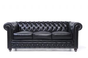 Chesterfield Sofa Original Leder | 3-Sitzer | Schwarz |