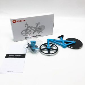 Asdirne Pizzaschneider, Fahrrad-Pizzaschneider, Rad mit Antihaftbeschichtung, Edelstahl, super scharfe Klingen, Neuheit Geschenk, 19 cm, Blau