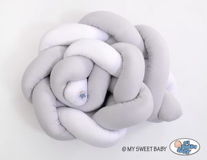 Bettumrandung Geflochtene Bettschlange Babybett - weiß - grau 180 cm Bettschlange Geflochten