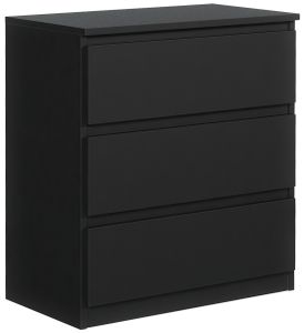 Kommode mit 3 Schubladen 70cm Sideboard Wohnzimmer Schlafzimmer Möbel Highboard Mehrzweckschrank Schrank | Matt Schwarz