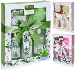 BRUBAKER Cosmetics Dusch- und Badeset Aloe Vera - 5-teiliges Damen Geschenkset - Beauty Set für Frauen