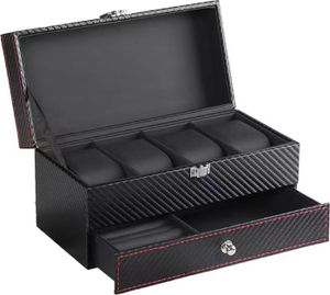 Uhrenaufbewahrungsbox, Schmuckbehälter, großes Fassungsvermögen, doppellagiges Design, schnelle Klassifizierung, Uhrenhalter, Ringe, Armbänder, Brillen-Organizer