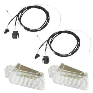 Original Kufatec Adapter Kabel Kabelbaum Einstiegsleuchten Türbeleuchtung vorne + LED Leuchten (Weiß) für Audi A4 B8 8K A5 8T 8F Q5 8R