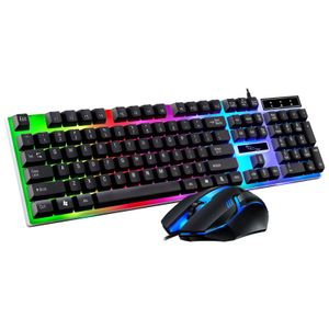 Kabelgebundenes Gaming-Tastatur- und Maus-Set, farbenfrohe USB-Gaming-Tastatur-Maus mit LED-Hintergrundbeleuchtung für Laptop-PC-Gamer（Schwarz）