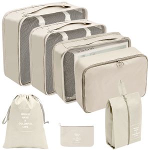 INF Organizer für Koffer - Packwürfel und Taschen 7-teiliges Set Beige