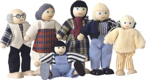 WOODY Puppenset aus Holz für Haus 6 Stück