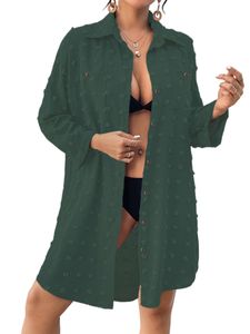 Damen Strickjacken Button Down Tops Swimsuit Cover Up Strandkleider Jacke mit Knopf Militärgrün,Größe S