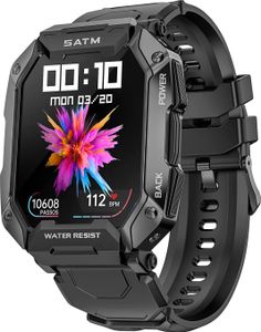 Smartwatch, 2.1'' Herren Smartwatch mit Telefonfunktion, 60 Standby-Zeit, Kompass, Höhenbarometer, draussen Fitnessuhr mit Herzfrequenz Schlafmonitor
