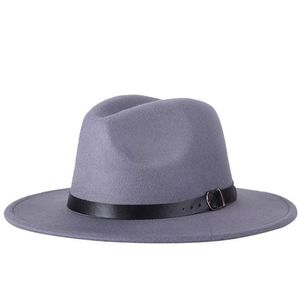 Fedora-Hut, einfarbig, verstellbar, britischer Stil, Jazz-Kappe, Kostümzubehör, Streetwear, Grau