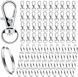 INF 80er-Pack Schlüsselanhänger und Ringe mit Karabiner Silber