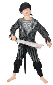 Skelett Geister Piraten Kostüm für Kinder, Größe:134/140