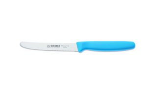 Giesser Messer Brötchenmesser Tomatenmesser Küchenmesser 3mm Wellenschliff Klinge 11cm - hellblau