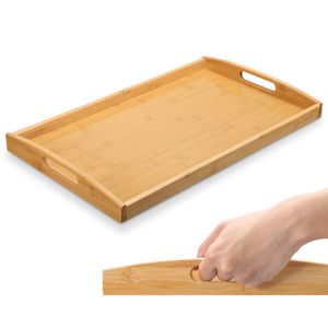 HEIMWERT Tablett Serviertablett Holz - besonders stabiles und leichtes Holztablett mit Griff - rechteckig Tablett Holz