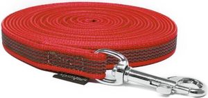 Mystique® Gummierte Schleppleine 15mm mit Handschlaufe Standard Karabiner rot 20m