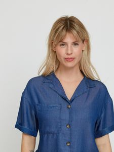 Mazine Kurzarm-bluse top seide-n Valmy dark blue wash XL (Damen)