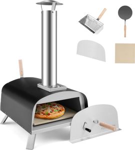 Zewnętrzny piec do pizzy KOMFOTTEU, przenośny piec opalany drewnem z kamieniem do pizzy, termometr do obierania pizzy, piec do pizzy ze stali nierdzewnej, gazowy piec do pizzy na kemping z grillem