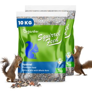 Prémiové krmivo pre veveričky – 10 kg - Prírodná zmes s celými orechmi - Organifer