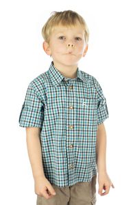 OS Trachten Kinder Hemd Jungen Langarm Trachtenhemd mit Liegekragen Skimli, Größe:134/140, Farbe:türkis