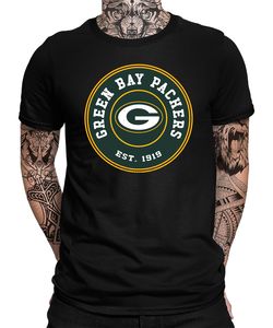 Green Bay Packers - American Football NFL Super Bowl Herren T-Shirt, Schwarz, XL, Vorne
