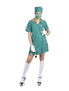 OP Arzt Kostüm Arztkostüm Doktor Chirurg Chirurgkostüm Damen Kleid Karneval 36/38